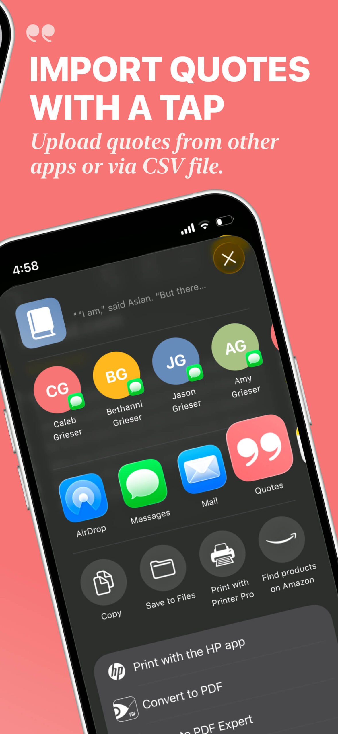 Import Quotes with a Tap